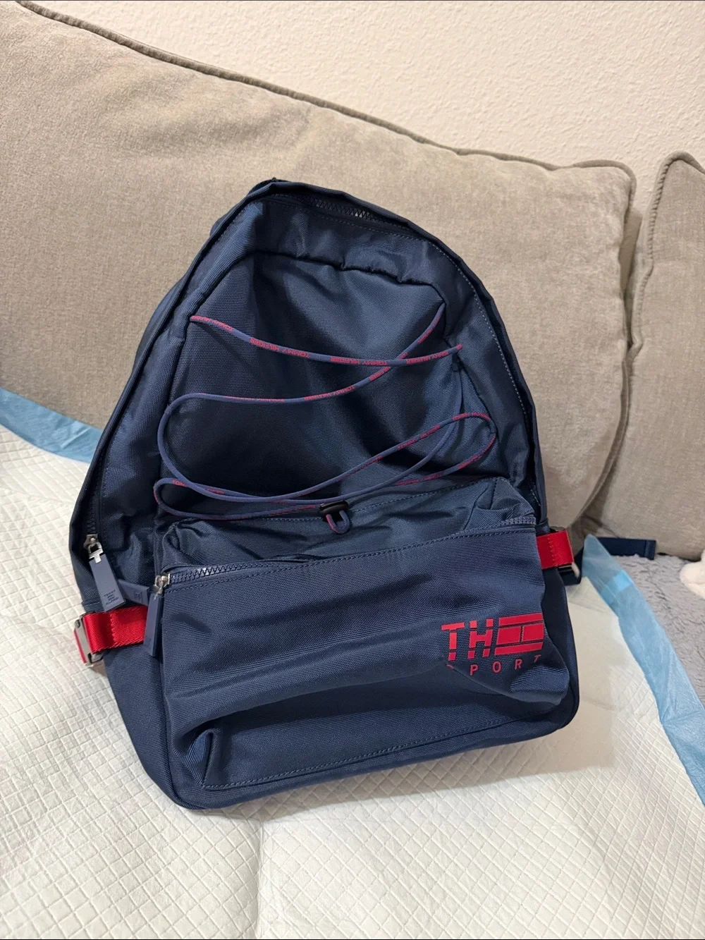 Tommy Hilfiger Navy Backpack with Red Accents